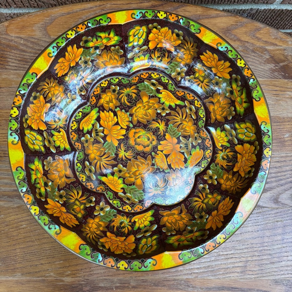 Vintage Daher Decorated Ware Tin Floral Platter Made In England 70s